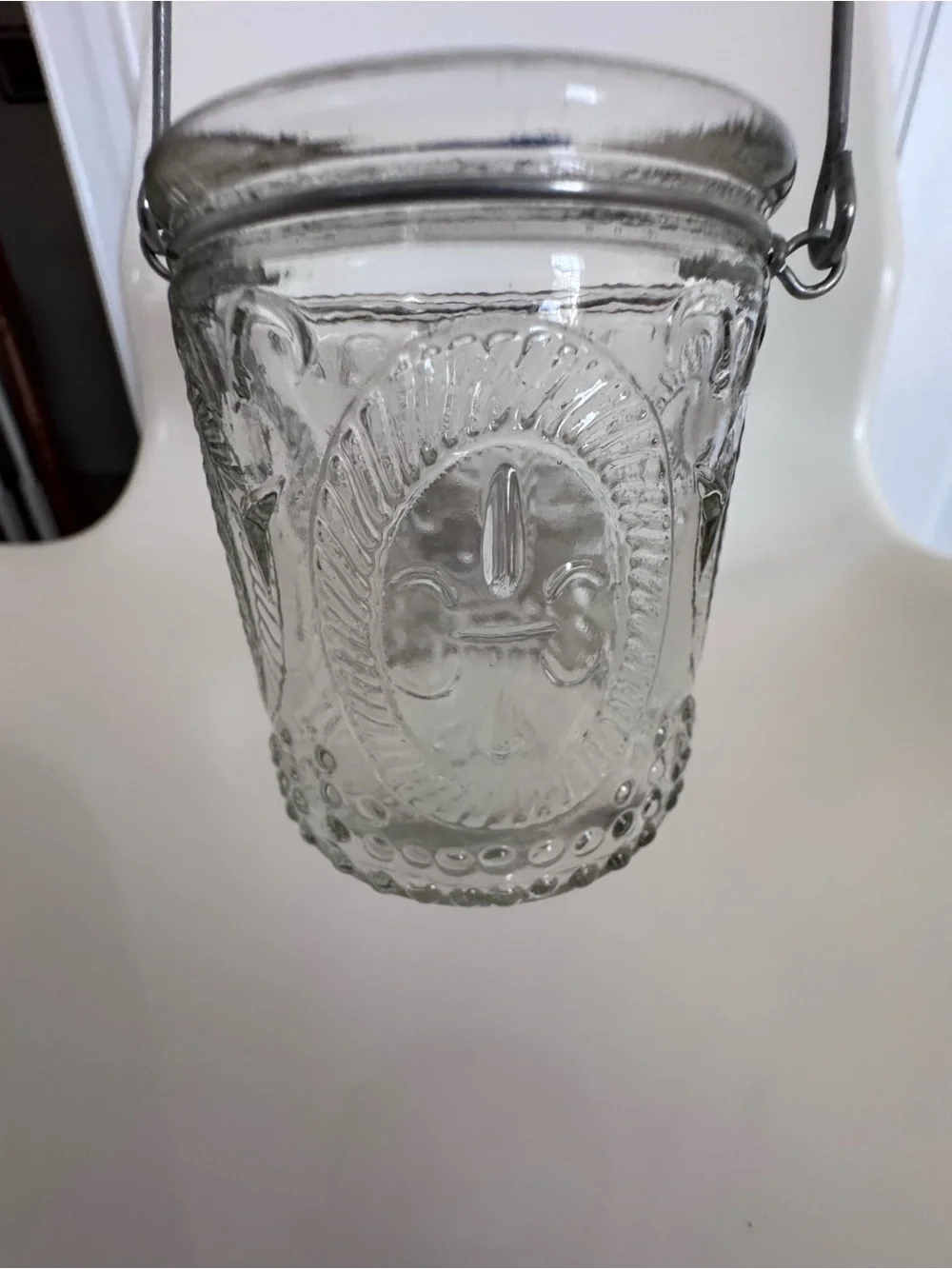 Set of 3 Fleur de Lis Glass Votive Candle Holders French Cottage Farmhouse